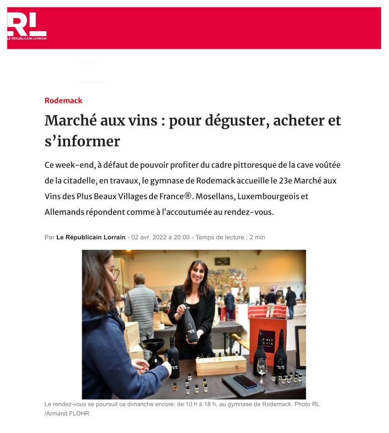 Rodemack. Marche aux vins pour deguster acheter et sinformer
