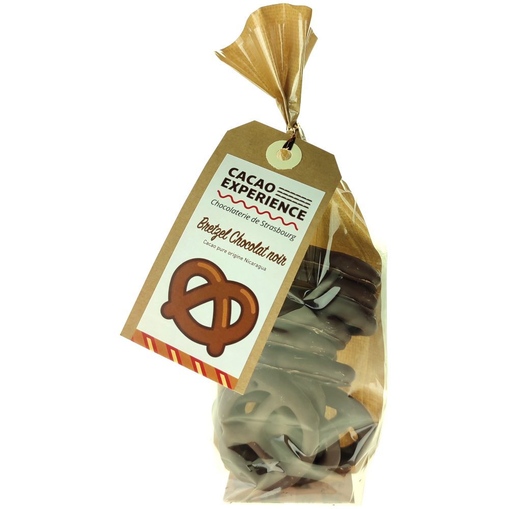 Bretzel enrobé de Chocolat Noir 70%, Cacao Expérience 3 Bretzel enrobé de Chocolat Noir 70%, Cacao Expérience