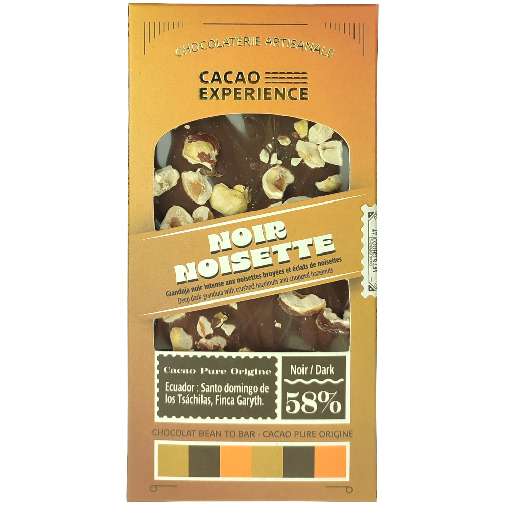 Noir Noisette chocolat Ecuador 58%, Cacao Expérience 3 Noir Noisette chocolat Ecuador 58%, Cacao Expérience